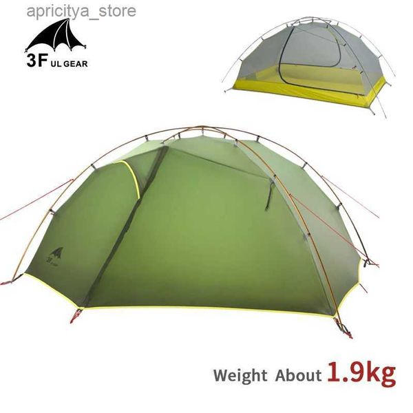 Tentes et abris 3F UL Gear Tente de camping pour 2 personnes, coupe-vent et imperméable, tente de randonnée en plein air ultra légère en silicone 15D avec tapis gratuits24327