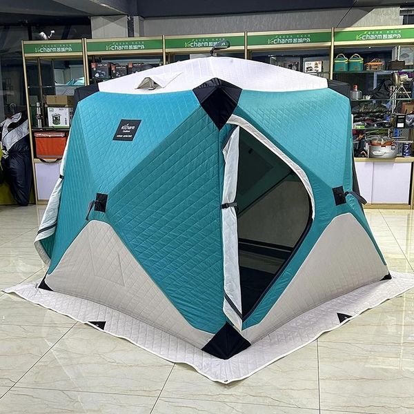 Tiendas de campaña y refugios 4-5 personas Tienda de pesca en hielo de invierno Camping al aire libre Algodón espesado Mantener caliente A prueba de frío Automático A prueba de nieve con