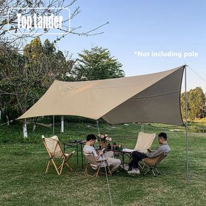 Tentes et abris 4.5X4.5m bâche de revêtement argenté imperméable à l'eau Camping en plein air hexagonal papillon auvent touristique parasol plage pare-soleil auvent tente 231013