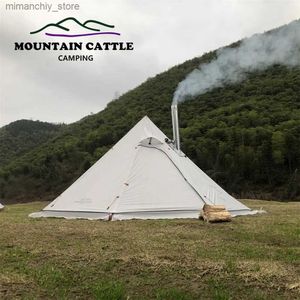 Tentes et abris 400 hiver ultraléger camping en plein air tipi 210T tente pyramidale à carreaux avec jupe pare-neige grande tente de tente de randonnée tentes de randonnée Q231117