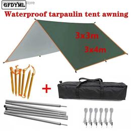 Tentes et abris 4x3m 3x3m auvent imperméable bâche tente ombre ultraléger auvent de jardin parasol en plein air camping hamac pluie mouche plage abri solaire Q231117