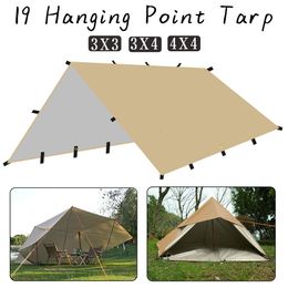 Tenten en schuilplaatsen 4x4m 4x3m 3x3m 19 Hang Points Tent Tarp Survival Sun Shelter Shady Luifel Buiten Backpacken Waterdichte Camping Luifel Sunshade 230320