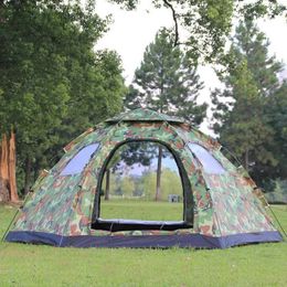 Tenten en schuilplaatsen 6-8 Persoon Camping Automatische tent Outdoor Waterdichte UV-resistent 2 deuren 4 Windows Large Space Family Party Yurt Tentq240511