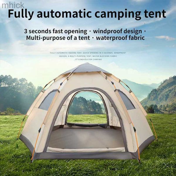 Tentes et abris Tente de camping pour 6 personnes Pliante Extérieure Entièrement automatique Vitesse Ouverte Anti-pluie Protection solaire Camping sauvage Équipement portable