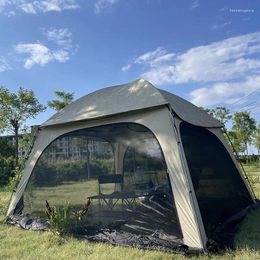Tentes et abris 6 personnes tente de dôme spacieux famille grande cour à gaze énorme avec des fenêtres de potebig en aluminium de 11 mm