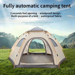 Tentes et abris Tente de camping pour 6 personnes Pliante Extérieure Entièrement automatique Vitesse Ouverte Anti-pluie Protection solaire Camping sauvage Équipement portable 230613