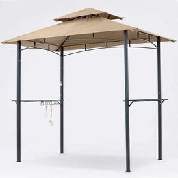 Tentes et abris 8 x 5 grille terrasse plafond de barbecue en plein air avec 2 lumières LED (kaki) Mesh de la parole de soleil pour la canopée de jardin Tenteq240511