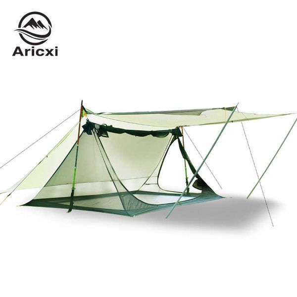 Carpas y refugios Aricxi multifuncional pro Tent Oudoor 2 personas Ultralight Camping Tent 3 Season Professional 15D Silnylon Rodless Tent J230223