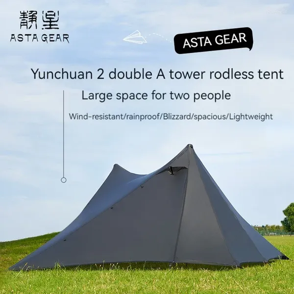 Tiendas de campaña y refugios ASTA GEAR Yun Chuan Doble cara Recubierta de silicona Doble Una Pirámide 15D Nylon Sin varilla Camping Senderismo Tienda al aire libre