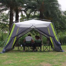Tenten en schuilplaatsen Automatisch aluminium Ultralarge 300 * 210cm 5-8 Persoonsmugmuto Proof Camping Tent Large Terrace Sunshadeq240511