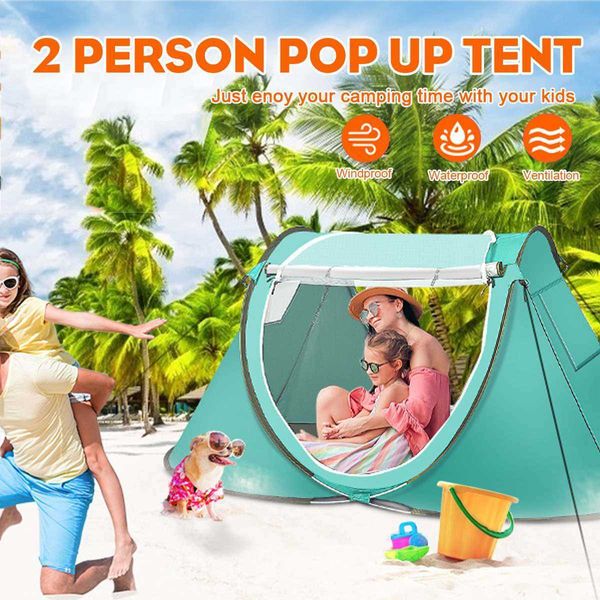 Tentes et abris Tente de plage automatique Pop up 2 personnes Tente de camping Tente de plage Portable Sac à dos Tente Convient pour les voyages Randonnée J230223