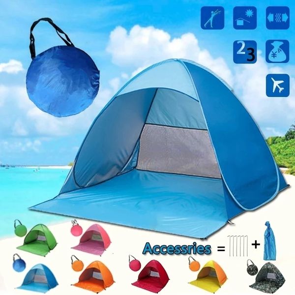 Tiendas de campaña y refugios Pop Up automático Playa portátil Protección UV al aire libre Camping Pesca Cabaña Refugio solar Apertura automática rápida 221203