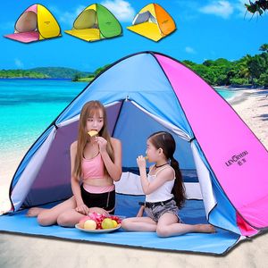 Tenten en Schuilplaatsen Automatische Zon Strandtent UV-bescherming Pop-up Schaduw Luifel Kamperen Outdoor Wandelen Reizen Onderdak X318B 230621