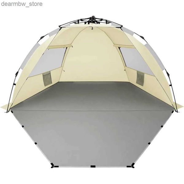 Carpas y refugios Beach Tent Tent Sun Shelter - Tienda instantánea de sombra de sol portátil con estacas de bolso de transporte 6 bolsillos de arena X -Large 4 Personas Tienda de playa L48