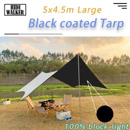 Tenten en schuilplaatsen Zwarte coating Hexa Tarp Tarp met vinylcoating 5x4,5 Buiten Camping Hexagon Buitentent Vlindervorm Zeshoekig Groot Waterdicht 231013