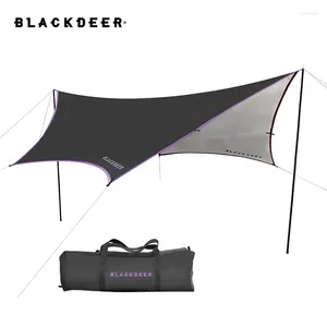 Tentes et abris de camping noir auvent en vinyle enrobé enrobé ciel rideau tartre anti-uv pôle en fer Pu5000mm en vent.