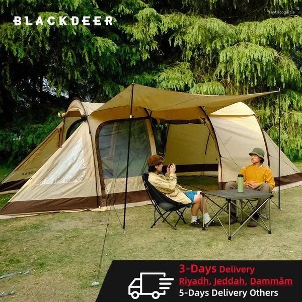 Tentes et abris Blackdeer Tunnel Type Shelter Tente Triptions 2 Personnes Outdoor Car imperméable Camping Anti UV plage de deux chambres 4 saisons