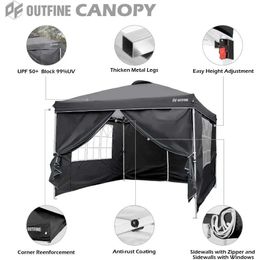 Tentes et abris accessoires de camping extérieurs étanche à la douche de pluie de pluie de fête avec 4 cordes murales latérales détachables x4 (tissu de tente noir) Q2405111