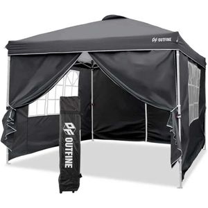 Tenten en schuilplaatsen kamperen Accessoires Outdoor Waterdichte regendouche Party Luifel met 4 afneembare zijwandtouwen X4 (zwarte tentdoek) Q240511