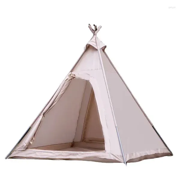 Tiendas de campaña y refugios Camping Pyramid Canvas Tipi Tent 3-4 Persona Familia Transpirable Adulto Tipi de alta calidad para Glamping al aire libre