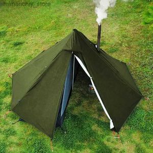 Tentes et abris Camping tipi tente extérieure ultralégère pyramide tente chanter couche Bushcraft 1 personne tentes tente chaude fournitures de camping professionnelles Q231115