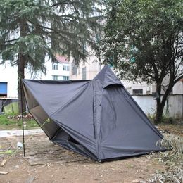Tentes et abris CZX-572 Tente de camping familiale noire Grand Tipi étanche 6 personnes Chambre Tipi Installation instantanée Double couche