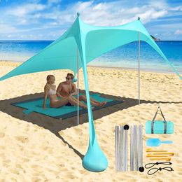 Carpas y refugios Family Beach Toldo 21m16m Ultralight Sun Shade Tent con bolsas de arena UPF50 UV Portable Canopy 230815