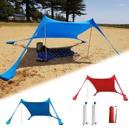 Tentes et abris famille plage auvent grande tente pare-soleil avec poteaux de stabilité UPF50 ombre extérieure pour les pique-niques de fête de camping