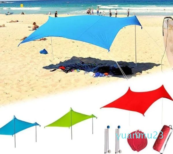 Tentes et abris famille plage parasol léger pare-soleil tente avec sac de sable ancre cheville libre grand auvent portable