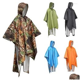 Tiendas de campaña y refugios Senderismo 3 Poncho Er Hood Cam Mochila al aire libre Mat 1 Abrigo Ciclismo Impermeable en impermeable Tienda Drop Entrega Deportes Ou Otxmc