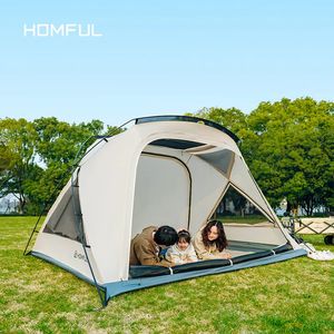 Tenten en schuilplaatsen HOMFUL Oxford Camping Dubbele aluminium staaf Waterdicht Zonnebrandcrème Tweepersoonsfamilietent 231017