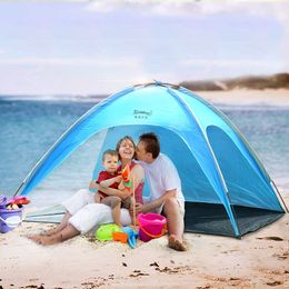 Tenten en Schuilplaatsen Kaima 23Personen Draagbare Ultralichte Zomer Strandtent Opvouwbare Outdoor Camping Pergola met 3open Deuren Zilver Gecoat Zonnescherm 230621