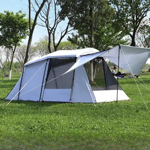 Tentes et abris Tente tunnel grand espace Camping en plein air Touriste 4-8 personnes 1hall 1chambre à coucher Anti-tempête Crème solaire Voiture de voyage familiale
