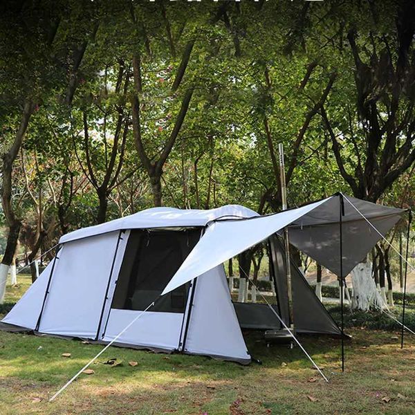 Carpas y refugios Túneles de túnel de espacio grande Camping Tourist 4-8Persons 1Hall 1 Sedeing Sala Anti-Torm-Tormal Sunsid Family Travel Tarp L48