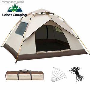 Tentes et abris Lohascamping tente de Camping automatique tente familiale Anti-UV revêtement argenté tentes imperméables extérieures Pop Up pour Trave 1-2/3-4 personnes Q231117