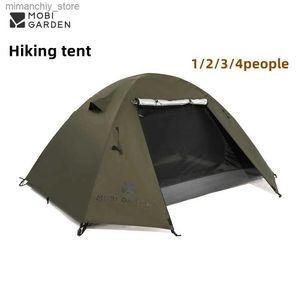 Tenten en schuilplaatsen MOBI GARDEN Outdoor Camping Tent Rugzaktent Regendicht Winddicht Zonnebrandcrème 3 Seizoenen voor 2-4 Personen Portab Ultralight Reizen Q231117