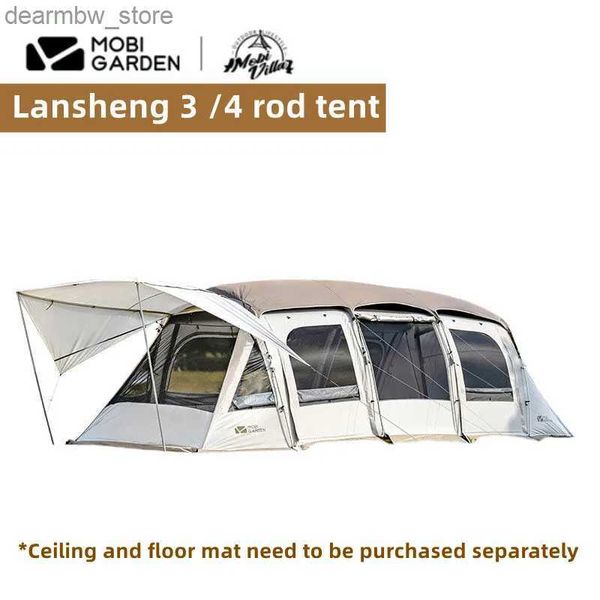 Tentes et abris Mobi Garden tente camping équipement de camping extérieur à l'épreuve du vent et étanche à deux chambres une salle grande tente de tunnel spatial Lansheng L48