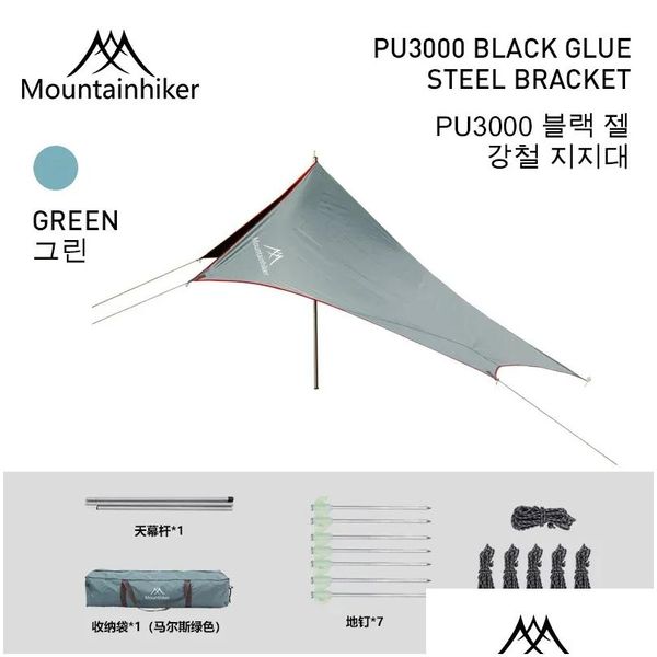 Tentes et abris Mountainhiker Outdoor Cam Paddy Black Caoutchouc Auvent Parasol Portable Pliant Drop Livraison Sports en plein air Camping Otivg