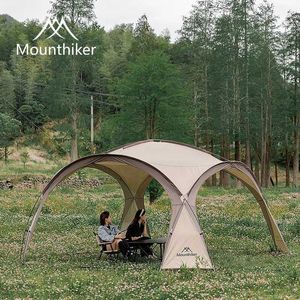 Tenten en schuilplaatsen Mounthiker 8-10 Outdoor Camping Fiberglass Dome Dome Tent Light Luxe Ronde Top Grote regenjas tentq240511