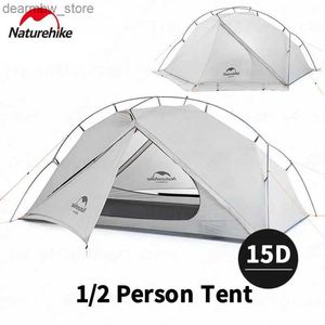 Tenten en schuilplaatsen NatureHike 15D Nylon 1/2 Persoon Tent PU2000mm Waterdichte Outdoor Camping Tent Travel Ultralight Tourist Tent met Snow Rok L48