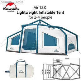 Tentes et abris Naturehike 2-4 personnes Air de tente gonflable 12,0 Famille de plage extérieure Camping tente légère 11,4 kg imperméable PU2000 mm + grand L48