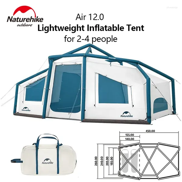 Tentes et abris Naturehike 2-4 personnes tente gonflable famille camping de plage en plein air avec pompe à air léger 11,4 kg étanche PU2000mm