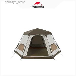 Tenten en schuilplaatsen Naturehike 2023 nieuwe camping zeshoekige automatische tent buiten regendicht en zonnebrandcrème grote ruimte tent24327
