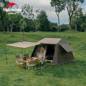 Tenten en schuilplaatsen Naturehike 2024 Tent Camping Travel Living Room 4 - 6 personen waterdichte snel open grote ruimte buiten draagbaar