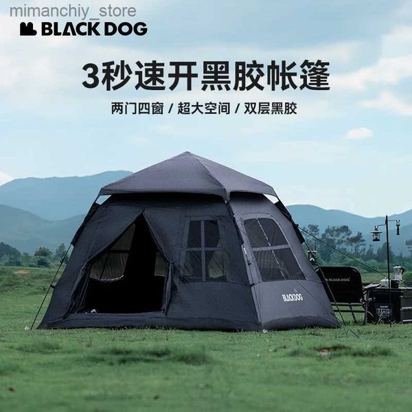 Tiendas de campaña y refugios Naturehike Blackdog Outdoor Black Rubber Carpa automática Camping Portab Equipo Espesado Protector solar Dos puertas Cuatro ventanas Tienda Q231115