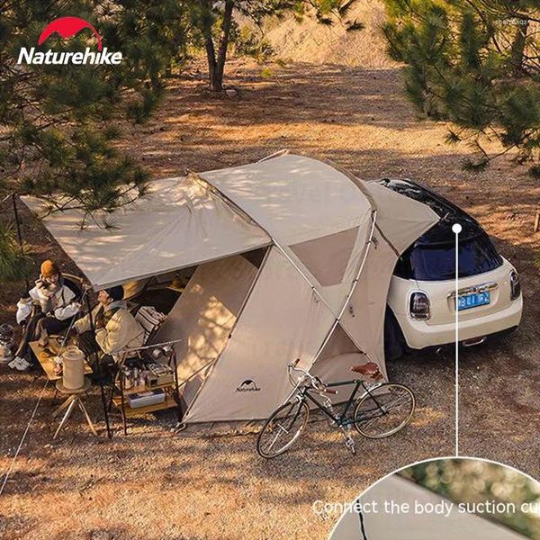 Tentes et abris Naturehike Tente de voiture Abri SUV Auvent latéral arrière pour camping familial Glamping en plein air Crème solaire argentée 2 personnes Résistant à la pluie