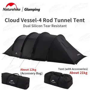 Tentes et abris Naturehike Cloud Vessel Tunnel tente 4 pôles Large hall multierson Camping Outdoor Deux pièces One-Hall avec jupe de neige