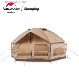 Carpas y refugios Naturehike New MG Carpa hexagonal Exterior Gran espacio Camping Carpa yurta resistente al agua y al viento Carpa integrada Poste Tent24327