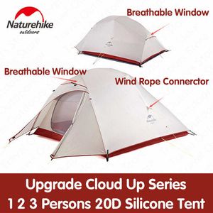 Tenten en schuilplaatsen NatureHike nieuwe upgrade cloudup series 1 2 3 personen ultralight 20d siliconen dubbele laag campingtent met MAT NH17T001T J230223