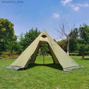 Tentes et abris Nouvelle tente pyramidale avec jupe pare-neige tipi de camping en plein air ultraléger avec une cheminée Ho pour la cuisine tente de randonnée de voyage Q231115